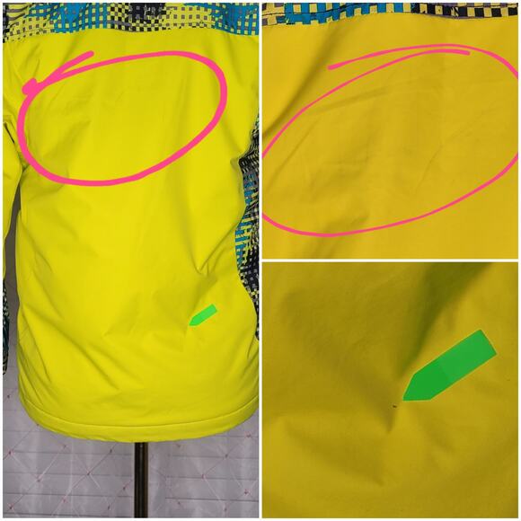 Rossignol Ski Jacket Unisex YOUTH Size 10 Neon Yellow Blue Apres Ski Vail Alps - Picture 8 of 10
